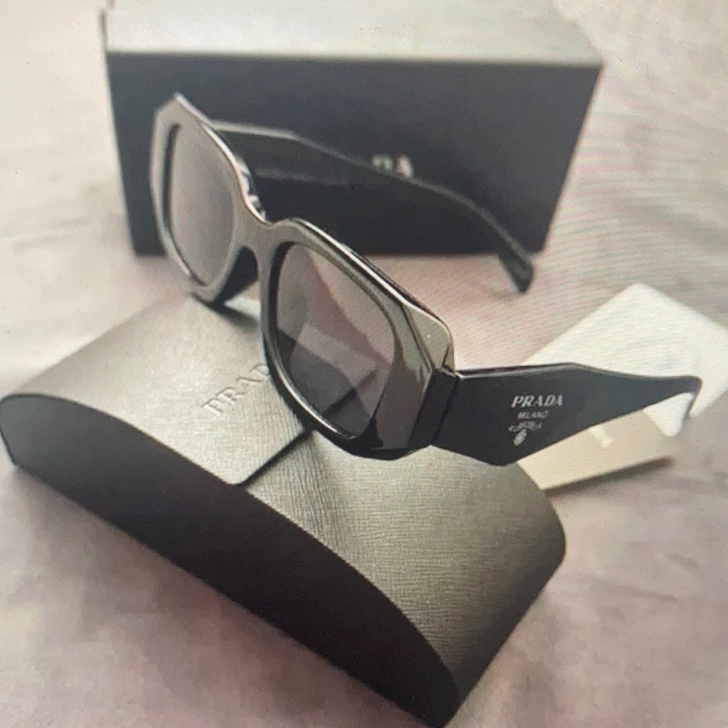 Prada Sleek Black Rectangular Sunglasses